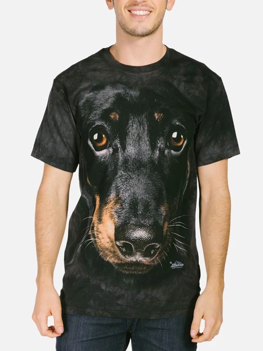 The mountain tee Dachshund Face Classic Cotton T-Shirt - Black
